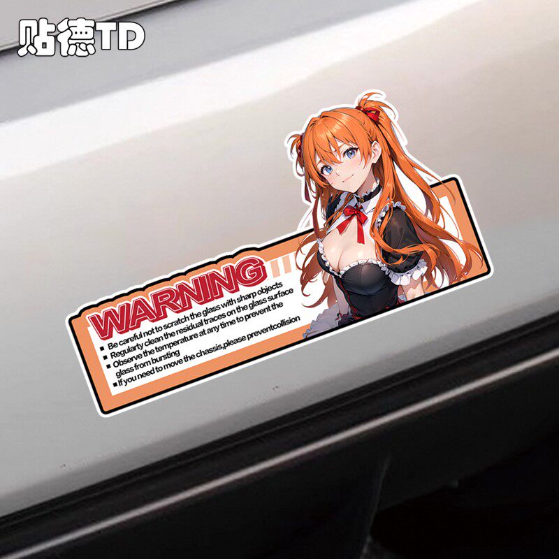 Laptop Accessories Girly - EVA zweidimensionaler Warn-Aufkleber Asuka Anime Schönheitsmädchen