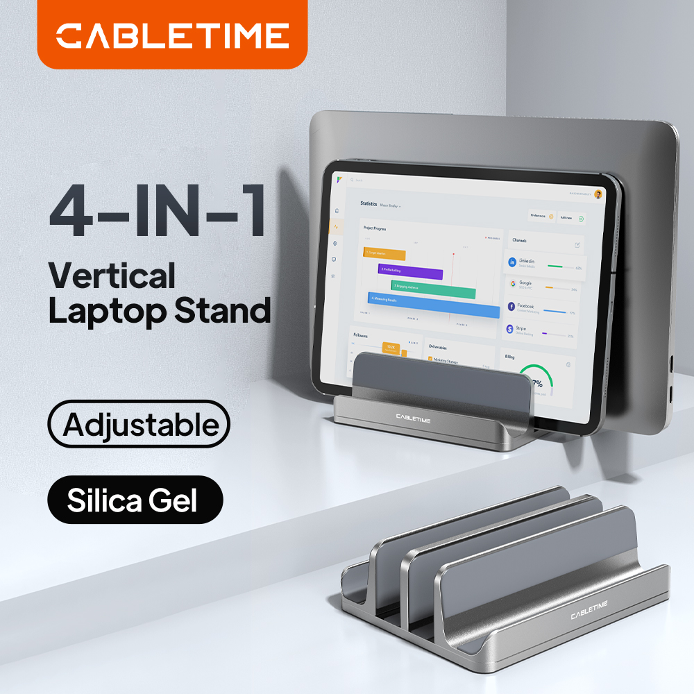 Laptop Stand Riser - CABLETIME Vertikaler Laptop-Ständer aus Aluminium für