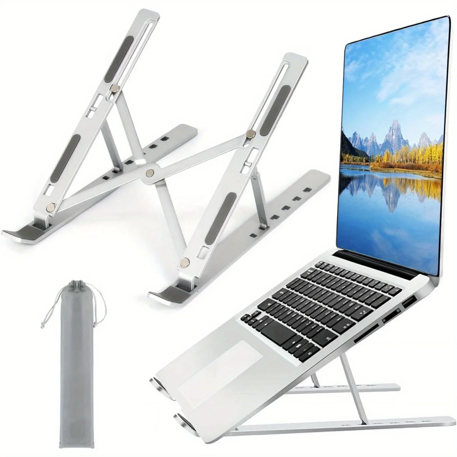 Laptop Stand Riser - Faltbarer Aluminium-Laptop-Ständer Ergonomischer Kühlender Notebook-Halter Tragbarer