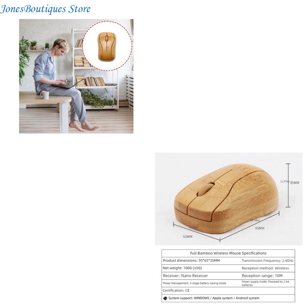Laptop Accessories Gifts - Kabellose Gaming-Maus, 2,4 GHz, ergonomische Holzmaus,