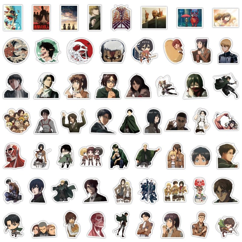 Laptop Accessories - 60 Stück Attack on Titan Anime-Aufkleber,