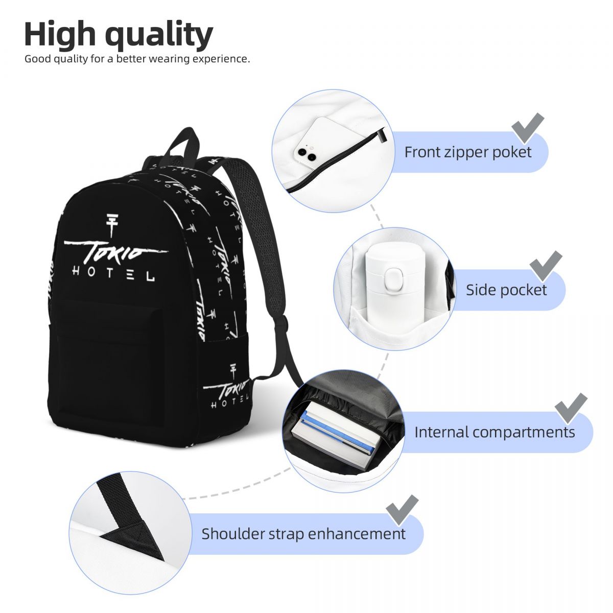 Tokio Hotel BillKaulitz Rucksa – Laptop Accessories Travel Case Bewertung und Preis